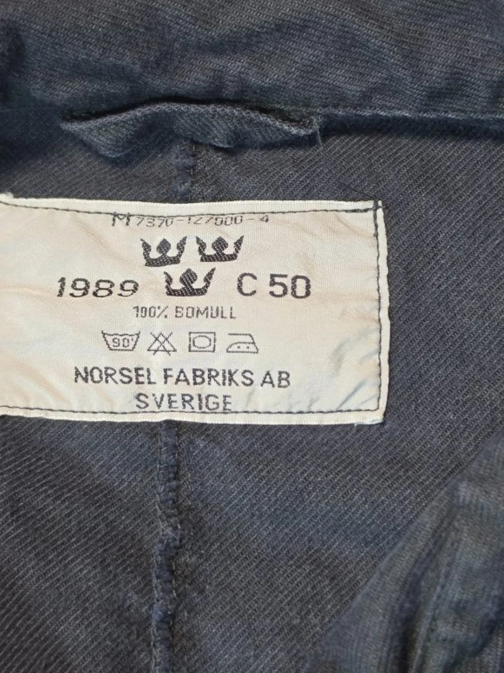 Vintage Norsel Fabriks AB Jacket Mens 50 Black Swedish Military 1989 80s Army